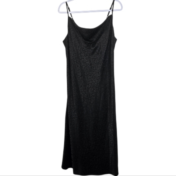 Emma & Michele Dresses & Skirts - Emma & Michele Black Satin Midi Dress Sz L | Sleeveless Scoop Neck Elegant